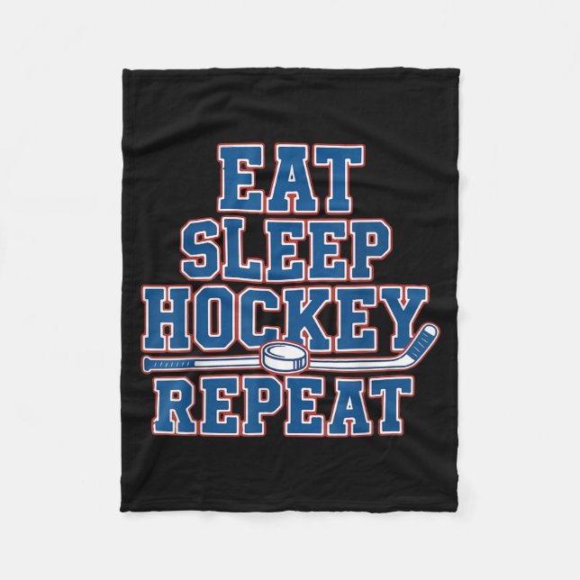 Couverture Polaire Eat Sleep Hockey Repeat Ice Hockey For Teens Kids  (Devant)
