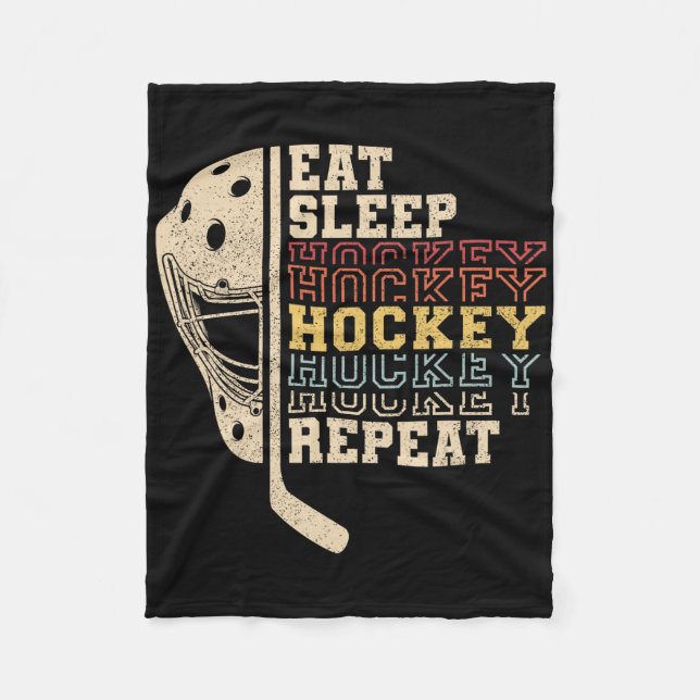 Couverture Polaire Eat Sleep Hockey Repeat Men Boys Kid Funny Ice Hoc (Devant)