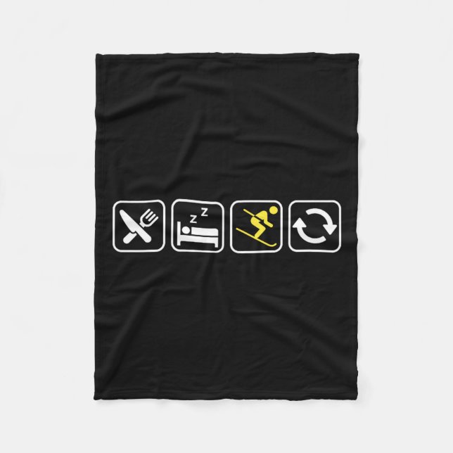 Couverture Polaire Eat Sleep Ski Repeat _ Skiing Lovers _ Skiers _ Wi (Devant)