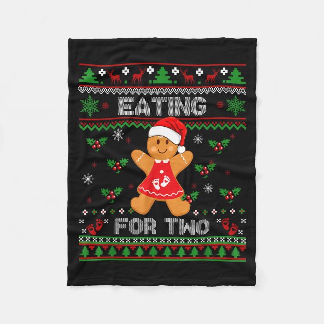 Couverture Polaire Eating For Two Pregnancy Announcement Ugly Sweater (Devant)