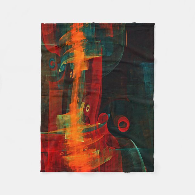 Couverture Polaire Eau Orange Rouge Bleu moderne Art Abstrait Motif (Devant)