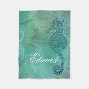 Couverture Polaire Eaux bleues, Cheval de mer et floraison