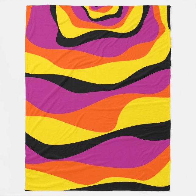 Couverture Polaire Ebb et flux 4 - Noir, rose, orange et jaune (Devant)