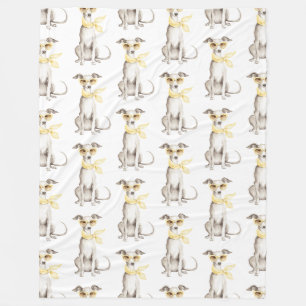 Couverture Polaire Écharpe Jaune Clair Anniversaire Chien Blanc
