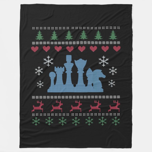 Couverture Polaire Échecs - Échecs Pièces Laid Noël (Devant)
