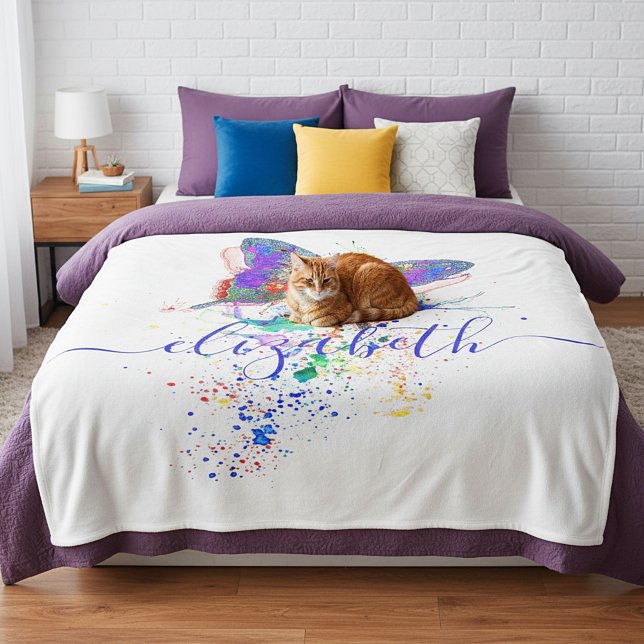 Couverture Polaire Éclaboussure de papillon personnalisée    (Créateur téléchargé)