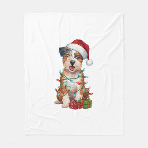 Couverture Polaire Éclairage de Noël chapeau australien Terrier Chien
