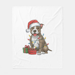 Couverture Polaire Éclairage Noël Chapeau Pitbull Terrier Chien Chris