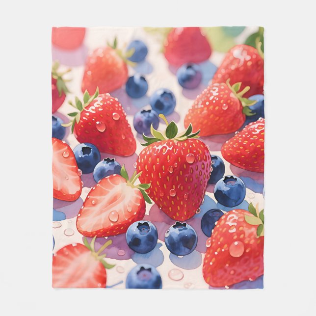 Couverture Polaire Éclat de fraise myrtille fraîche (Devant)