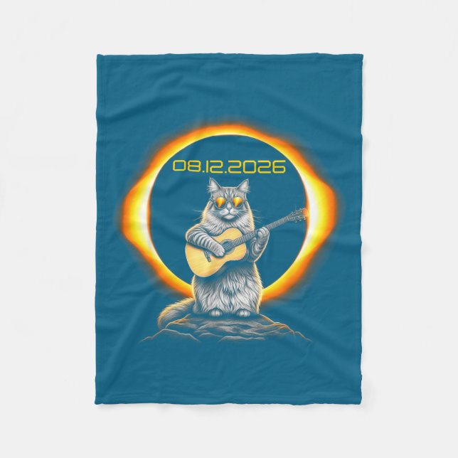 Couverture Polaire Éclipse Graphique Chat Guitare 08 12 (Devant)