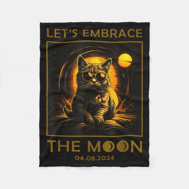 Couverture Polaire Éclipse totale de soleil Câlin de chat mignon (Devant)