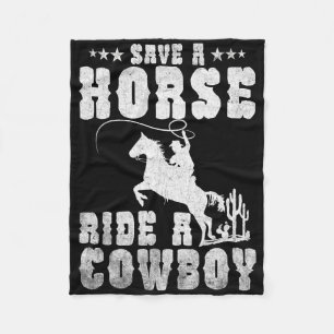 Couverture Polaire Économisez Une Promenade À Cheval Un Cowboy Drôle