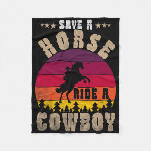 Couverture Polaire Économisez Une Promenade À Cheval Un Cowboy Drôle 