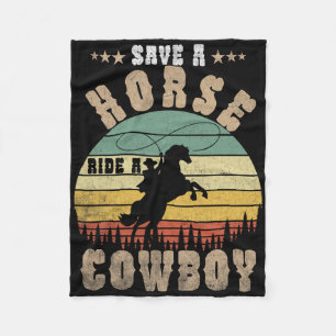 Couverture Polaire Économisez Une Promenade À Cheval Un Cowboy Drôle 