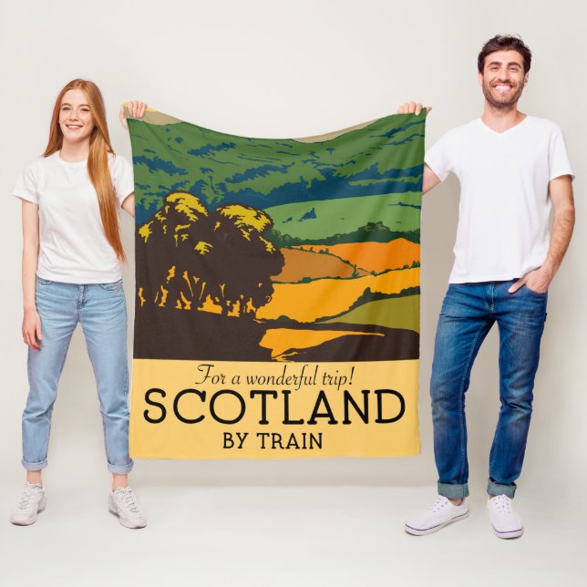 Couverture Polaire Ecosse "Pour un merveilleux voyage !" (En situation)