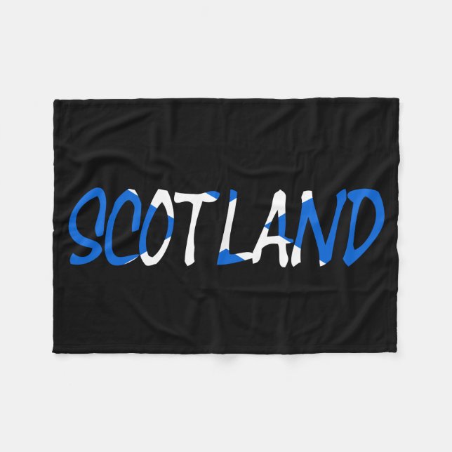 Couverture Polaire Ecosse superposée sur le drapeau écossais (Devant (Horizontal))
