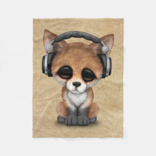 Couverture Polaire Écouteurs de port mignons de Fox DJ de bébé