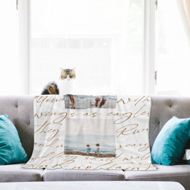 Couverture Polaire Écriture Attendre sur le Seigneur Deux photos (Créateur téléchargé)