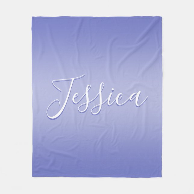 Couverture Polaire Écriture cursive éditable | Violet blanc et violet (Devant)