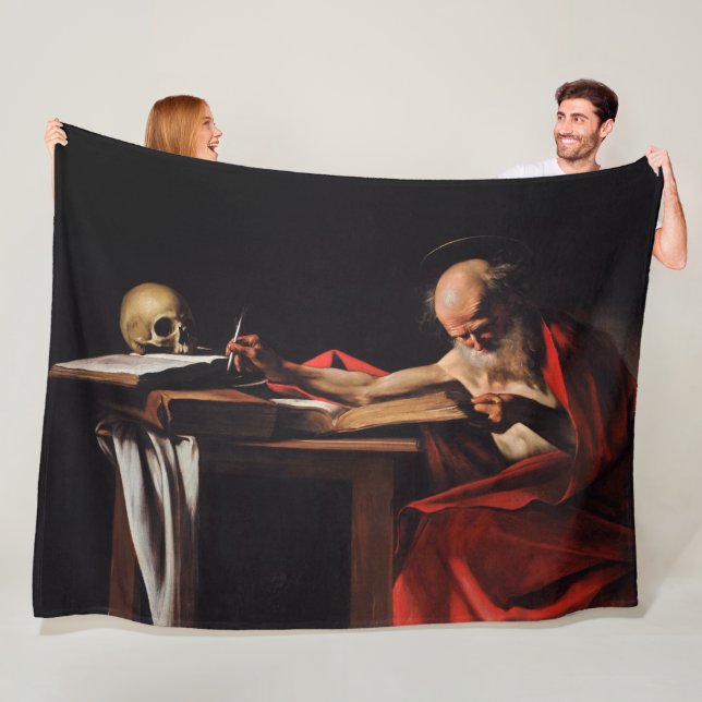 Couverture Polaire Écriture de Saint Jérôme (par Caravaggio) (En situation)
