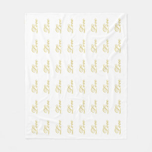 Couverture Polaire Écriture dorée chic et blanche pour mariage en cal