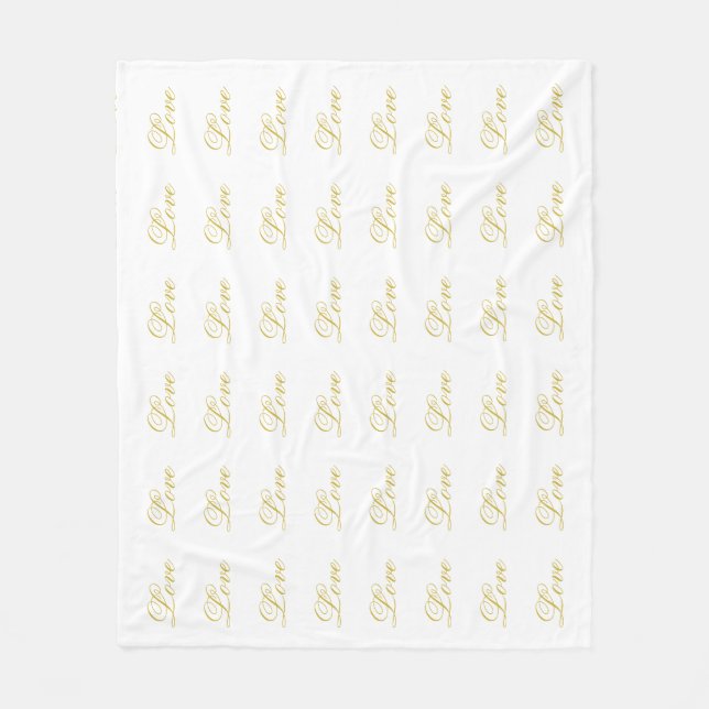 Couverture Polaire Écriture dorée chic et blanche pour mariage en cal (Devant)