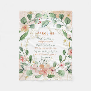 Couverture Polaire Écriture Florale Personnalisée Chrétienne Élégante