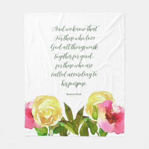 Couverture Polaire Écriture Florale Romains 8:28