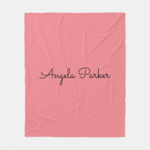 Couverture Polaire Écriture manuscrite Nom professionnel simple rose
