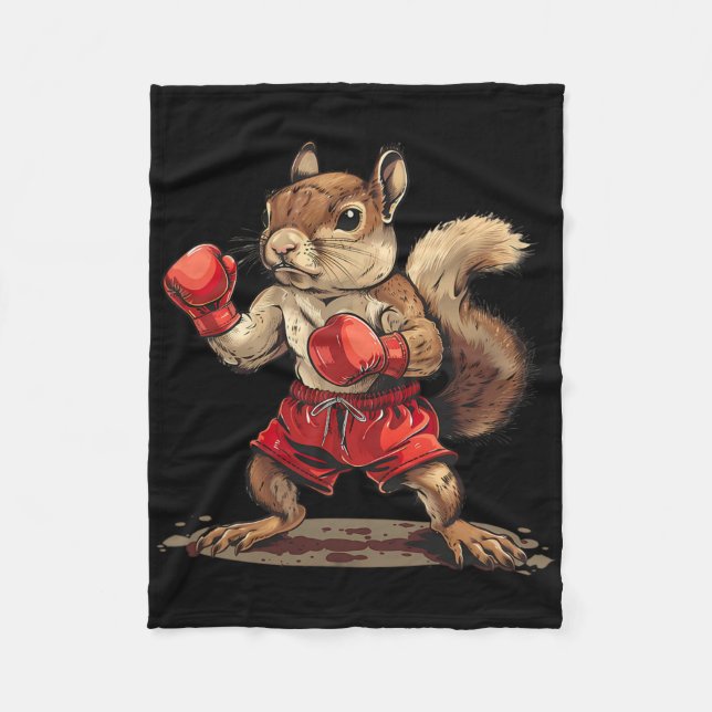 Couverture Polaire Écureuil boxant avec gants de boxe Kickboxing Amus (Devant)