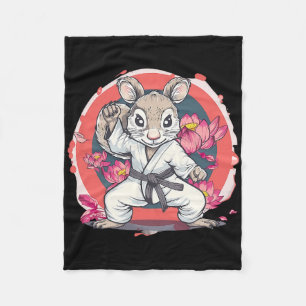 Couverture Polaire Écureuil de karaté mignon Fleur de lotus Mma Kickb