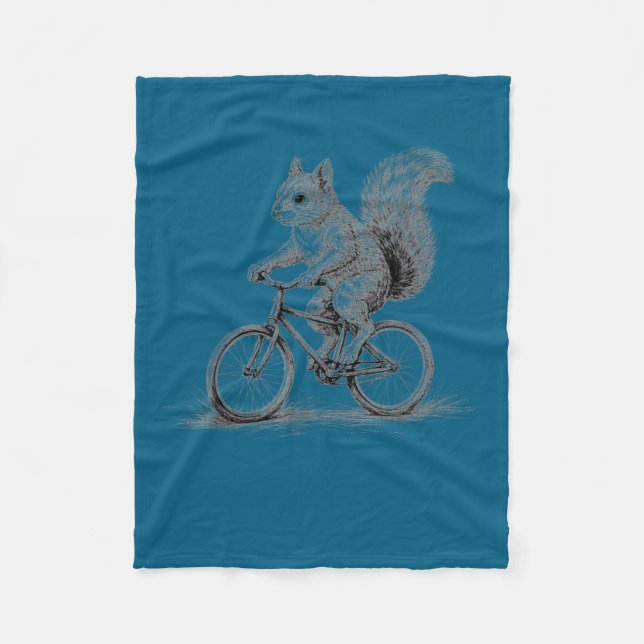 Couverture Polaire Écureuil faisant du vélo drôle cyclisme animal bic (Devant)