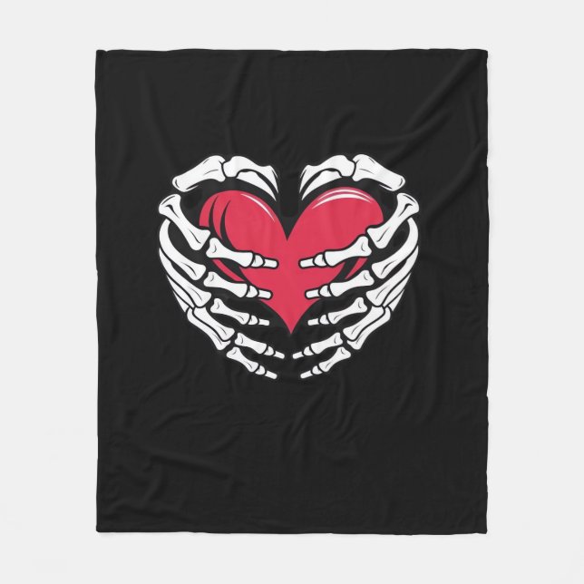 Couverture Polaire Ed Heart Dans Les Mains Squelettiques Classique (Devant)