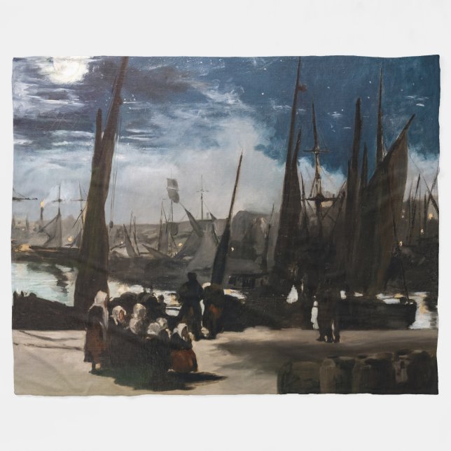 Couverture Polaire Edouard Manet - Le Port de Boulogne au clair de lu (Devant (Horizontal))