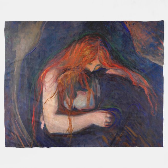 Couverture Polaire Edvard Munch - Vampire / Amour et douleur (Devant (Horizontal))