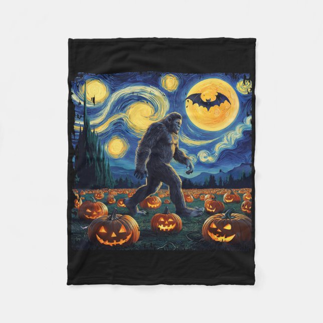 Couverture Polaire Éffrayant Halloween Bigfoot Starry Nuit Van Gogh (Devant)
