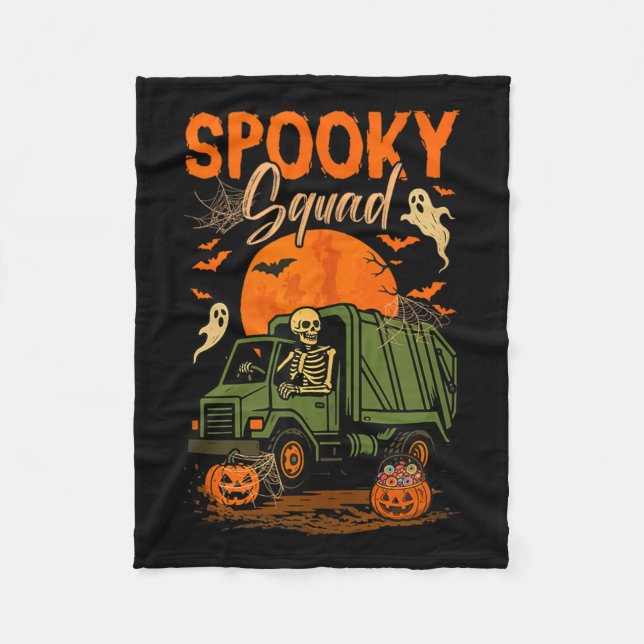Couverture Polaire Éffrayant Halloween Squad Squelette Conduire Garba (Devant)