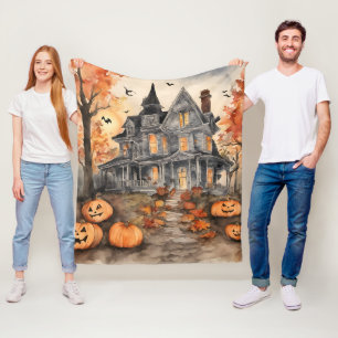 Couverture Polaire Éffrayant Old House AI généré