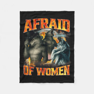 Couverture Polaire Effrayé des femmes drôle de mème de loup alpha Cri
