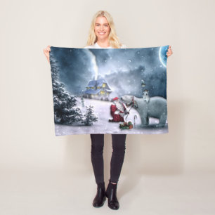 Couverture Polaire Église Santa Claus et Polar Bear