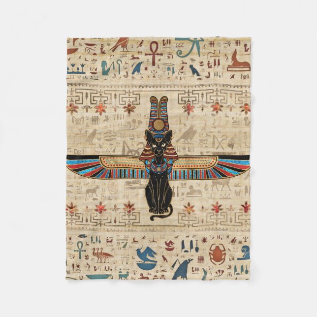Couverture Polaire Egyptian Cat - Bastet on papyrus (Devant)