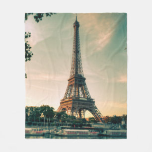 Couverture Polaire Eiffel tour lancer oreiller