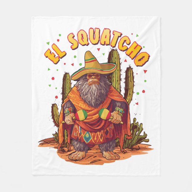 Couverture Polaire El Squatcho Bigfoot avec Maraca, Sombrero et Ponc (Devant)