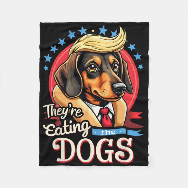 Couverture Polaire Élection drôle 2024 Rétro Ils mangent les chiens  (Devant)