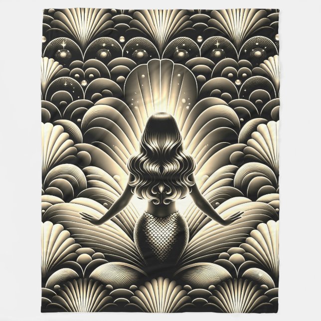 Couverture Polaire "Élégance de sirène teintée Sepia - Imaginaire Vin (Devant)