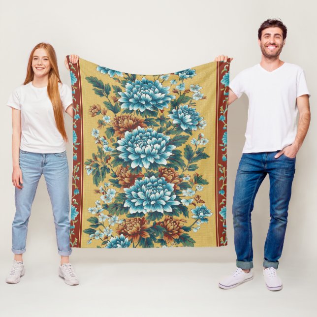 Couverture Polaire Élégance du chrysanthème (En situation)