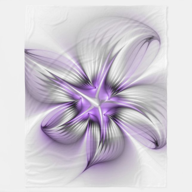 Couverture Polaire Élégance florale Art fractal violet abstrait moder (Devant)