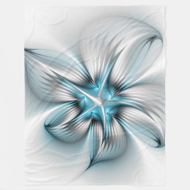 Couverture Polaire Élégance florale Art moderne Abstrait bleu fractal (Devant)