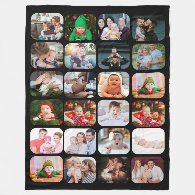 Couverture Polaire Élégant 24 Photo Collage noir (Devant)