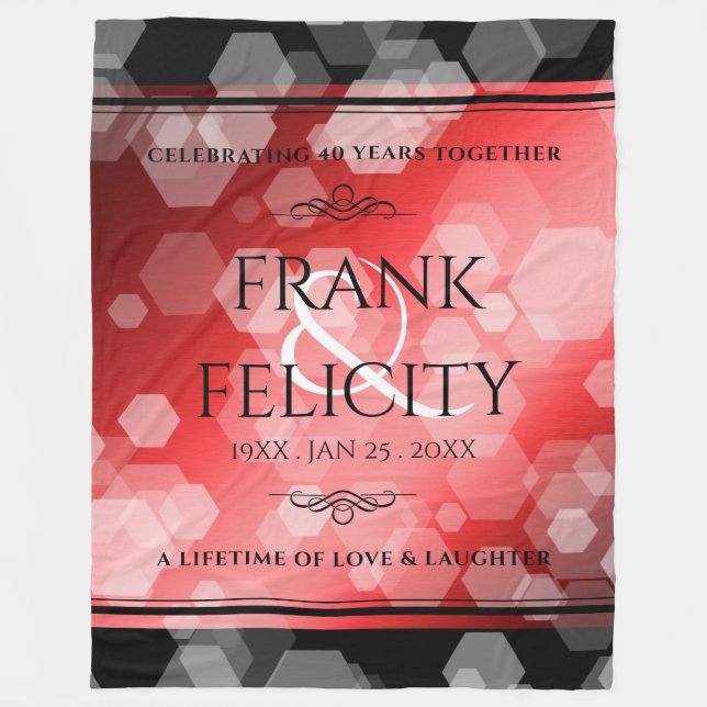 Couverture Polaire Élégant 40ème 80ème anniversaire de Ruby Mariage (Devant)